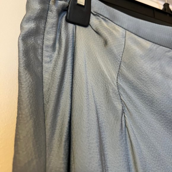 Lewit Asymmetrical Satin Skirt in Light Blue - Picture 7 of 11